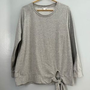CASLON HEATHER GREY LONG SLEEVED WITH BOW TIE SWEATER